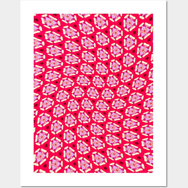 Red Passion Flower Pattern Wall Art by PatternFlower